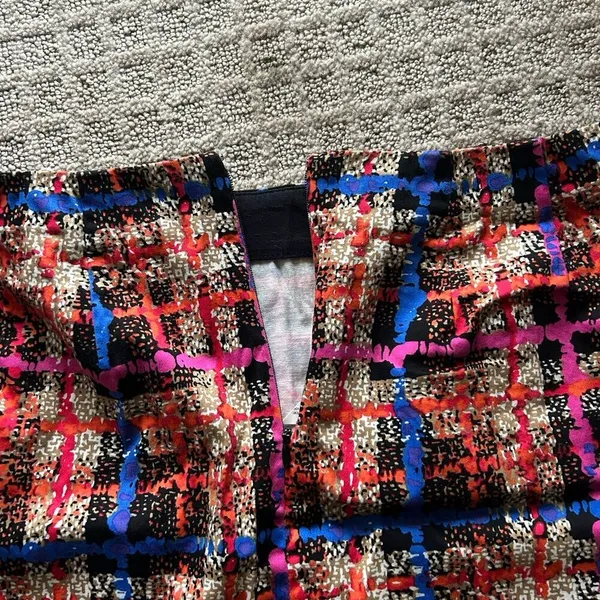 J. Crew Abstract Plaid Print Mini Skirt Womens Size 2 Stretch Colorful Retro Y2K - Image 5