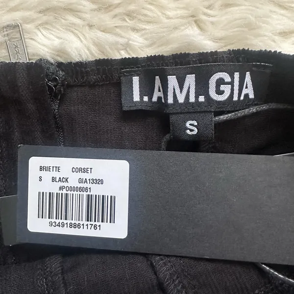 I.AM.GIA Top Briette Corset Strapless Cropped Crop Top Black Sz S NWT New - Image 7