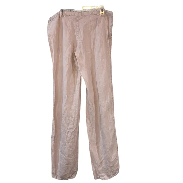 Victoria's Secret Linen Blend‎ Pants Light Pink Flax Drawstring Wide Leg Size 0 - Image 3