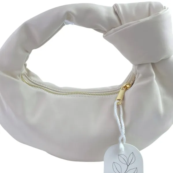 NEW Melie Bianco Alexandra Cream Faux Leather Vegan Zip Hobo Handbag One Size - Image 3