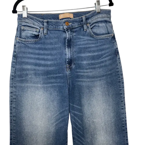 7 For All Mankind Ultra High Rise Jo Wide Leg‎ Jeans Blue Denim Womens Size 32 - Image 4