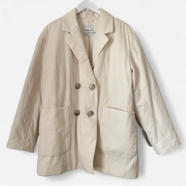 Madewell Undyed Padded Blazer Jacket in Natural Womens XL - Image 3