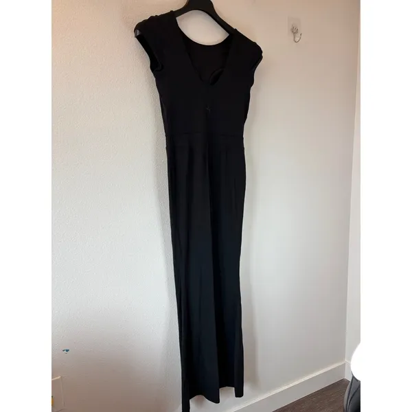 JoyLab Womens Black‎ Short Sleeve Scoop Back Athletic Jumpsuit Straight Leg - Image 5