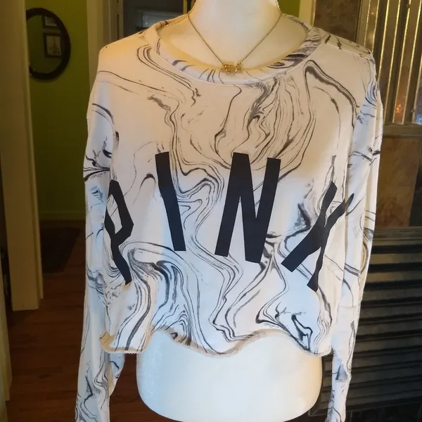Pink Marbled Cropped Sweatshirt - Image 5