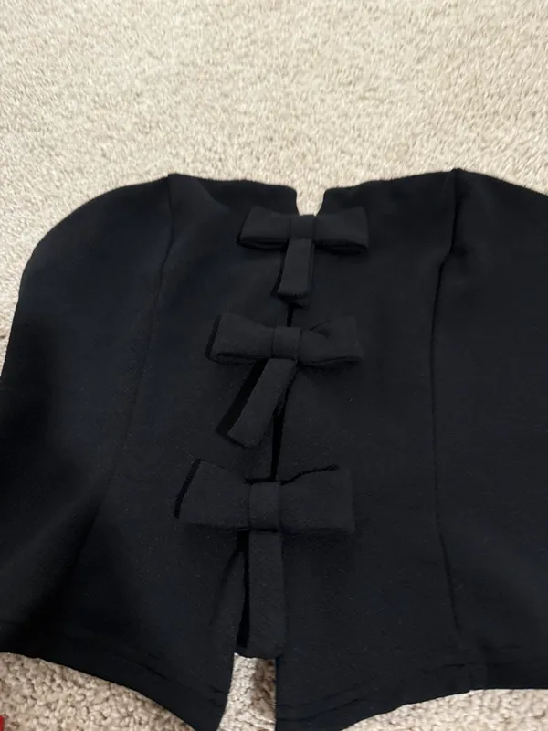 Black Bow Strapless Top Size M - Image 3