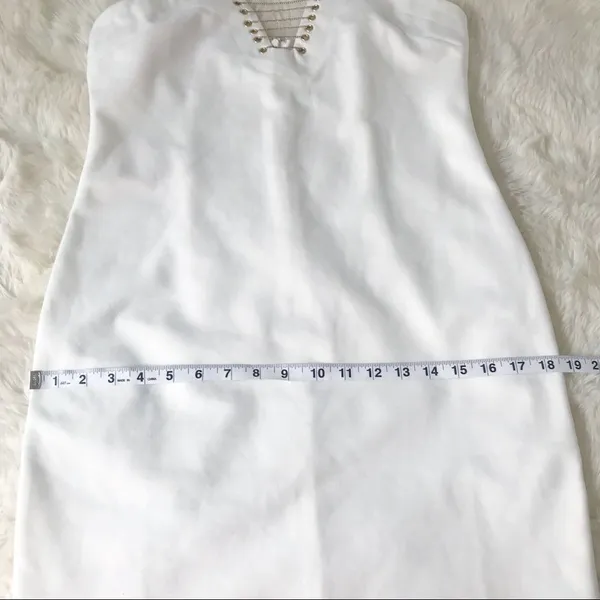 by the way REVOLVE White Strapless Mini‎ Dress Size Large Bodycon Lace Up Chain Party Club - Image 14
