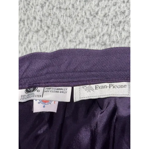 Evan-Picone Skirt Women 6 Purple Wool Blend‎ 28'' Midi Pockets Dark Academia Vtg - Image 8