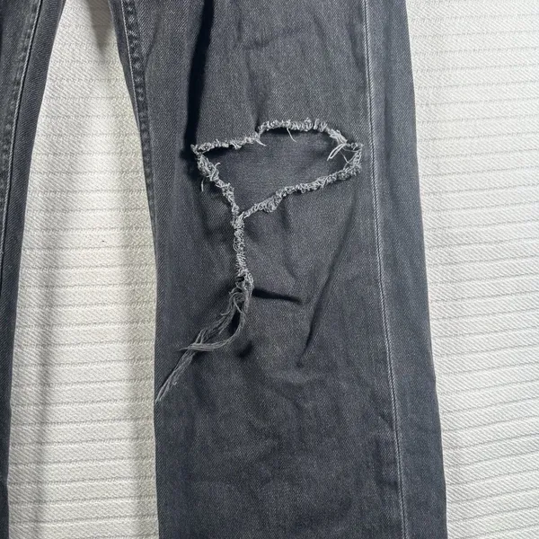 Aeropostale 90's Baggy Black Wash Button Fly Distressed Denim Jeans Size 0 - Image 6
