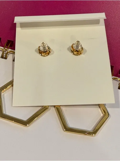 Tory Burch | Gold Plated Triple-Hexagon Drop Earrings | Large & Lightweight - Image 4
