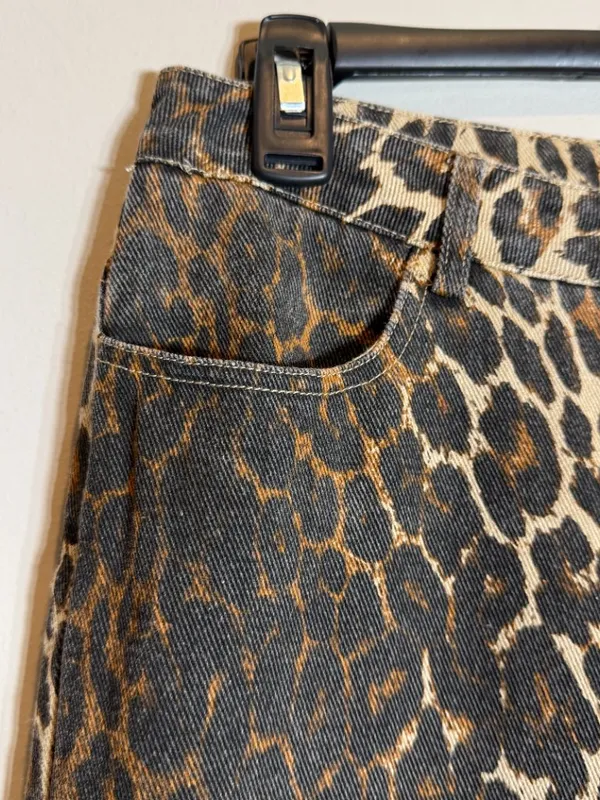 Edikted Leopard Printed Low Rise Baggy Jeans Women's XS Festival Fun Bold Trendy - Image 10