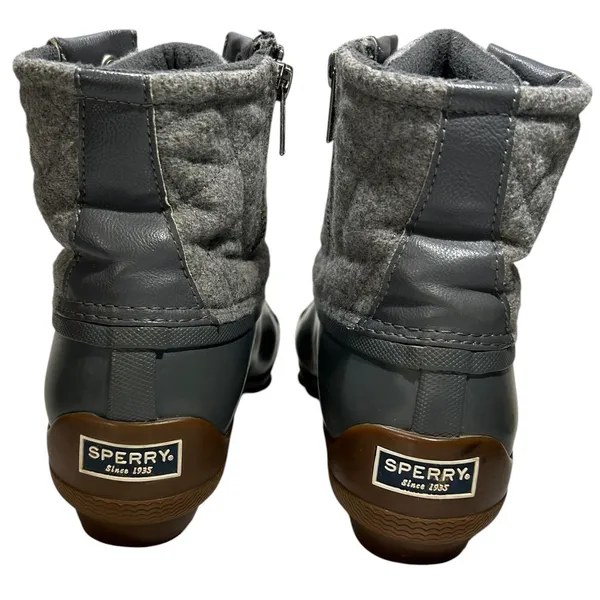 Sperry Saltwater Grey Quilted Wool Waterproof Duck Boots STS81993 Women 7.5M - Image 7