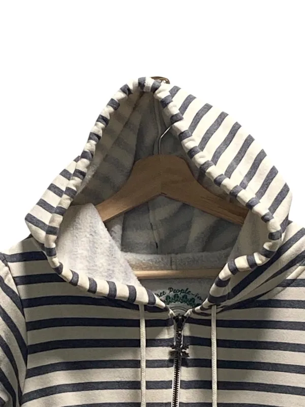 Free People Long Line Zip Up Jacket Cream Size M Athleisure Coastal Beach Cute - Image 6