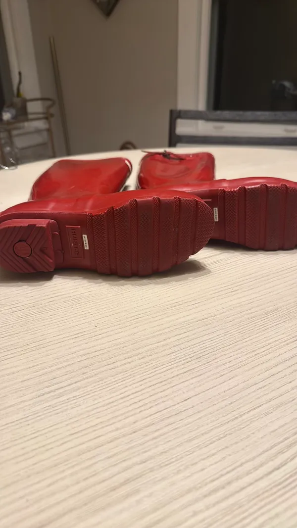 Hunter Rain Boots Tall Red Gloss Original 7 - Image 6