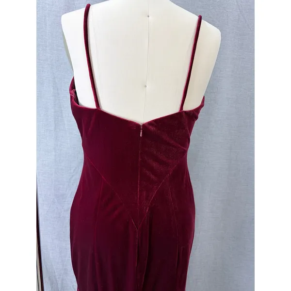 THEIA Burgundy Velvet Spaghetti Strap Mermaid Trumpet Gown‎ NWT Size 8 $495 - Image 9