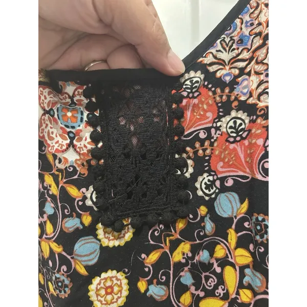 Band Of Gypsies Black Floral Strappy Bustier Cotton Minidress Size Medium Casual - Image 4
