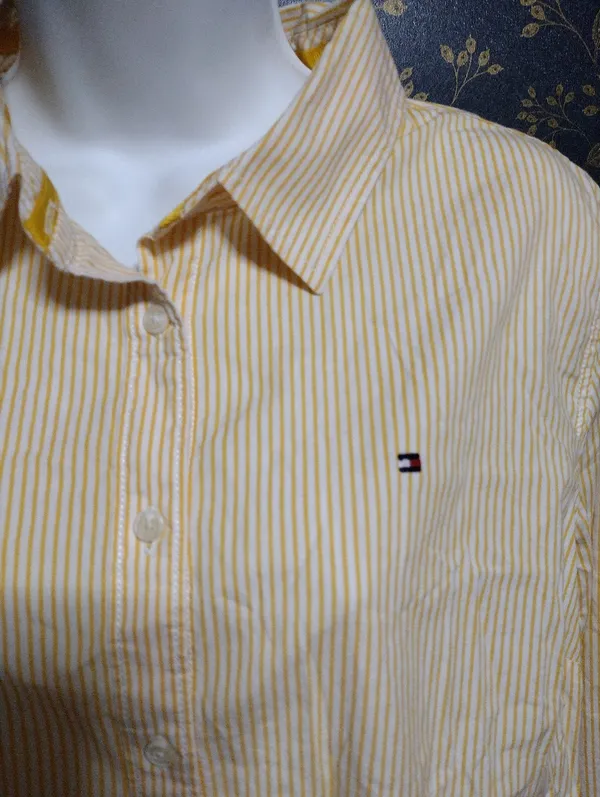 Tommy Hilfiger Yellow And White Striped Button-Down Shirt - Image 2