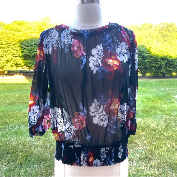 INC Semi Sheer Floral Top - Image 5