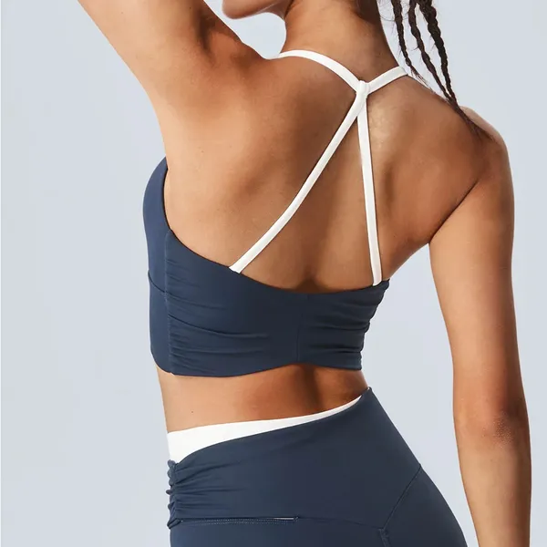 Berlook Activewear Navy Halter Sports Bra - Light Support - Image 2