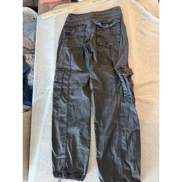Garage Cargo Pants Womens 3 Black Gray Utility Jogger Bungee Hem Y2K Gorpcore - Image 4