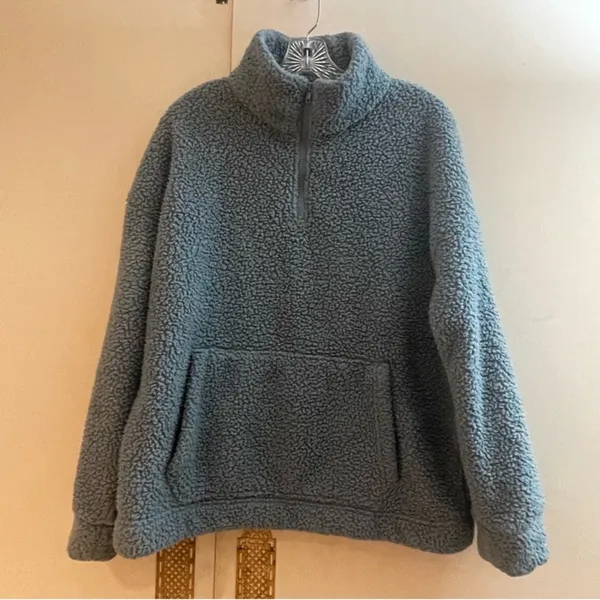 American Eagle Blue Sherpa sweater 1/4 Zip Pullover Sweatshirt size medium - Image 3