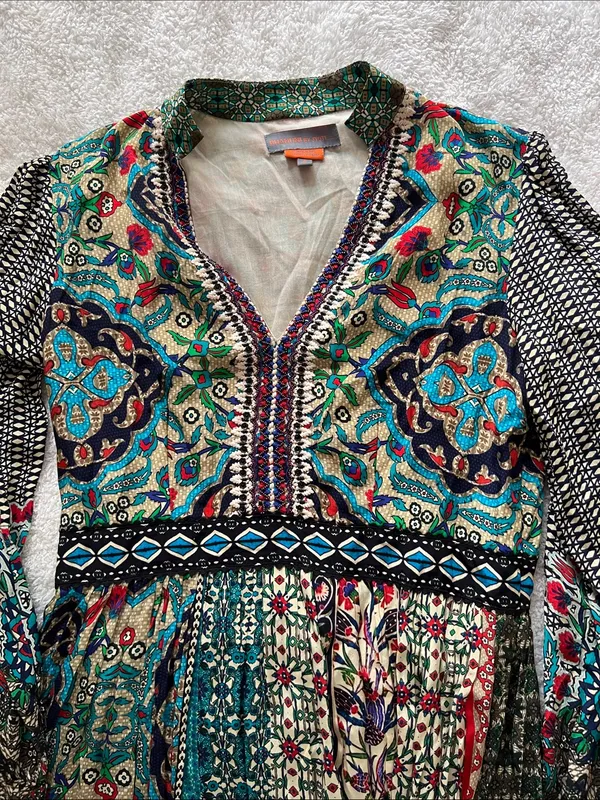 Anthropologie Bhauni by Jyoti Boho Printed Maxi Dress Embellished - Image 3