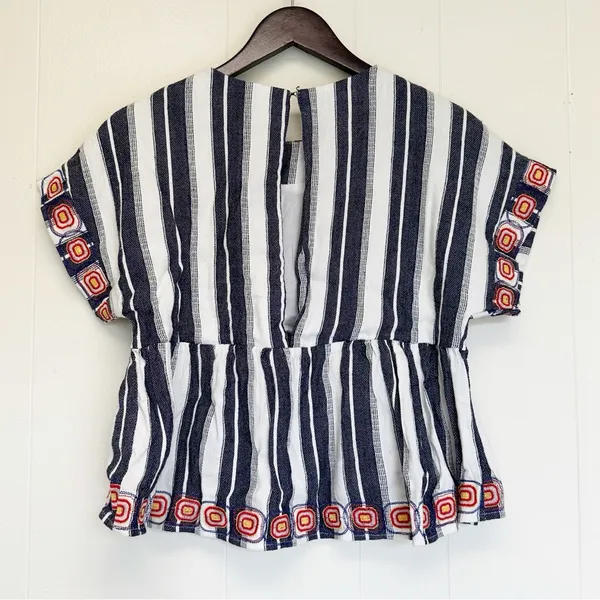 ANTHROPOLOGIE Maeve Vieques Midi Top Linen Embroidered Small - Image 5