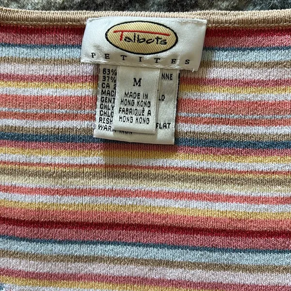 Only Orange Fitted Long Sleeve Blouse Talbots size 6 many stripped colors . - Image 2