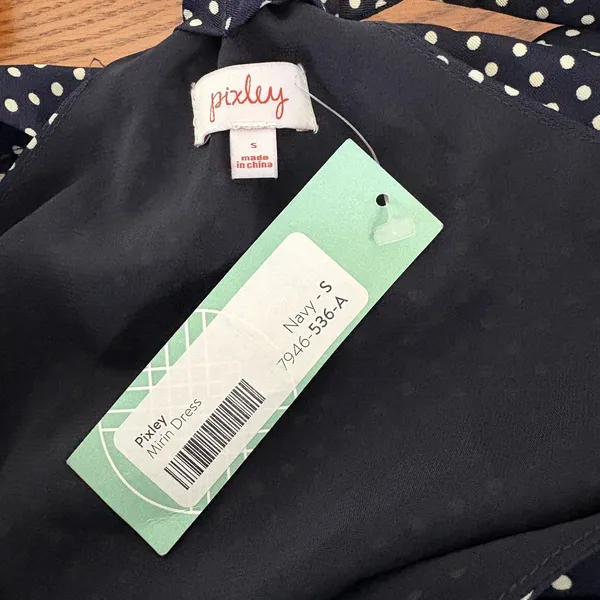 Pixley womens mirin‎ Dress blue Polka Dot Shift Tie razerBack Lined Small - Image 7