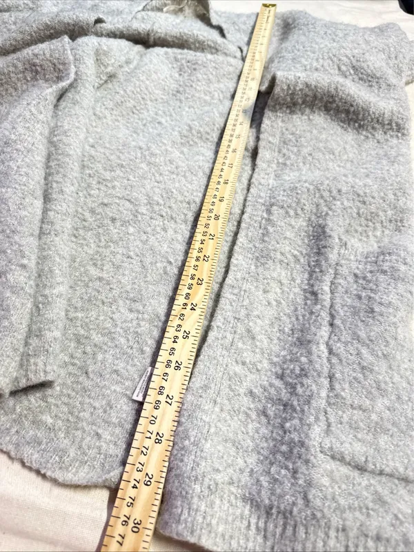 Free People Wool Cardigan Oversized Medium Blend Hooded Super Soft Cream - Image 7