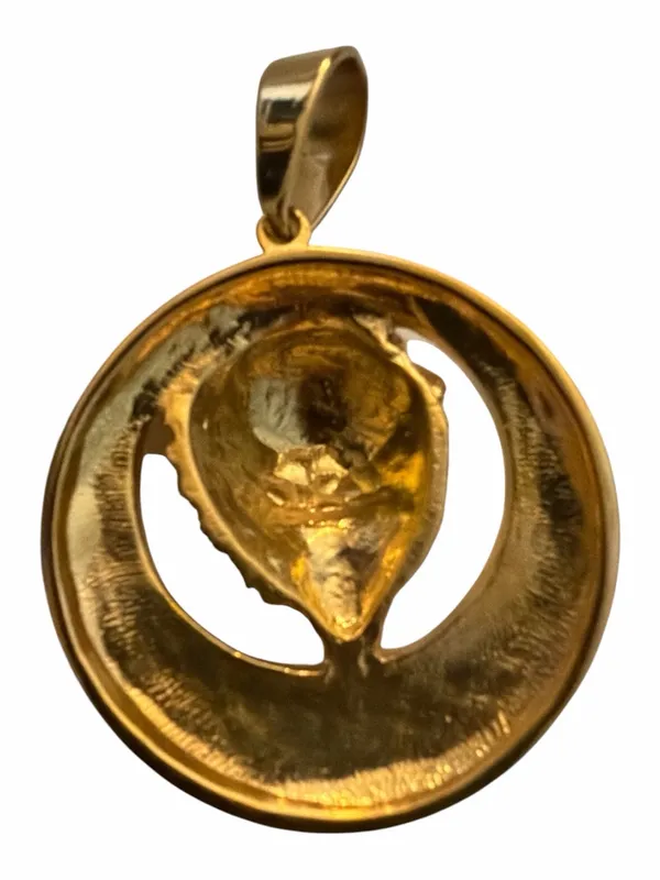 Gold Tone Lion Head Crescent Pendant - Image 2