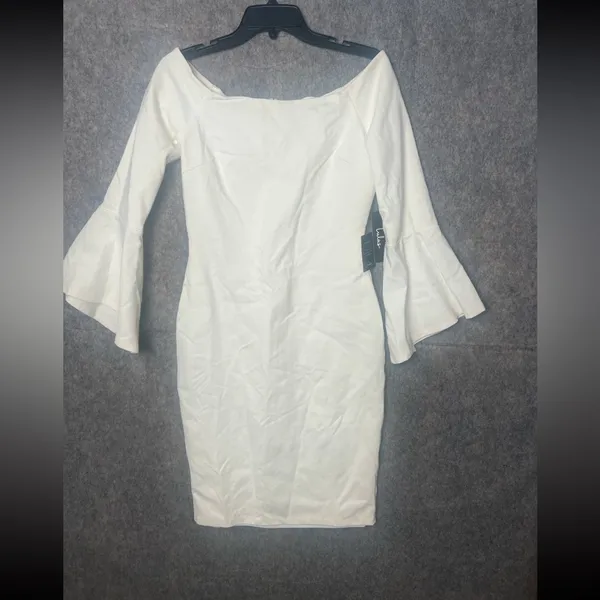Lulus Women Large Marseille White Off-the-Shoulder Long Sleeve Bodycon Dress NWT - Image 2