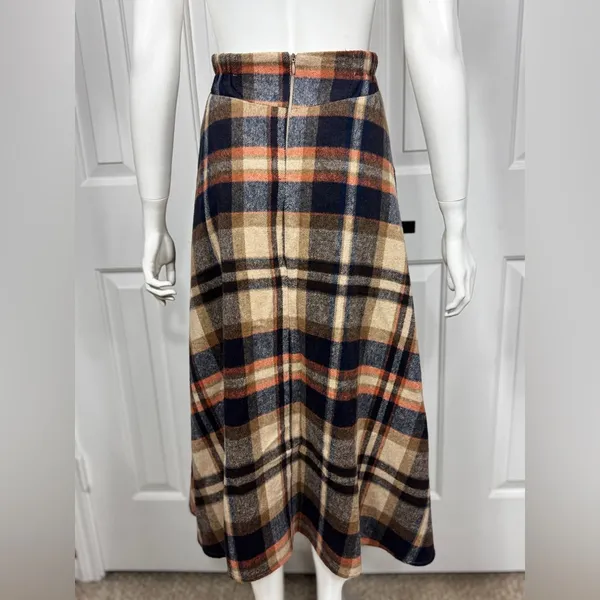 Unbranded Wool Blend Plaid A-Line Midi Skirt with Side Pockets Size Large K-41 - Image 8