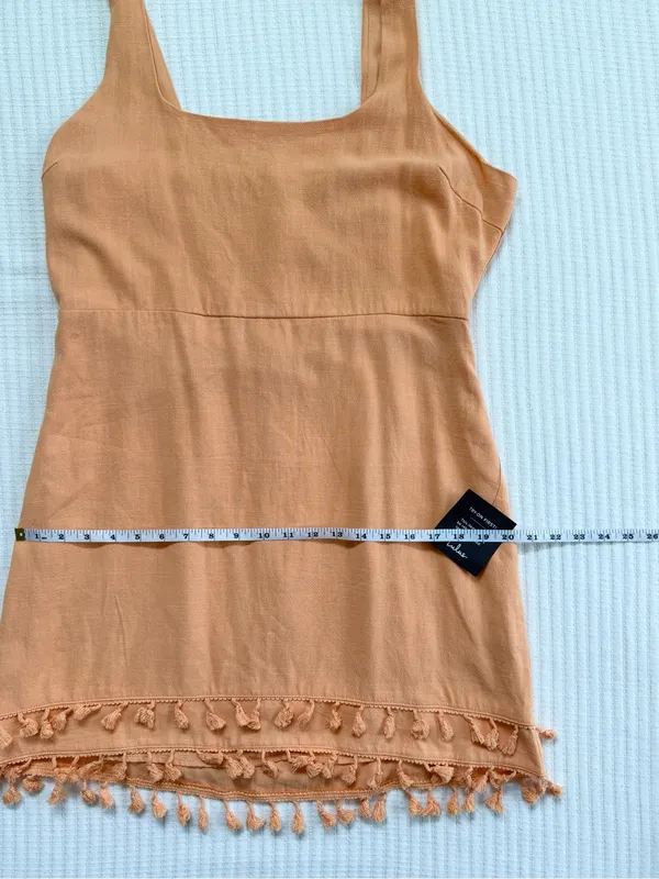 Lulu's Feel the Sunshine Washed Orange Tassel Mini Dress NWT - Image 8