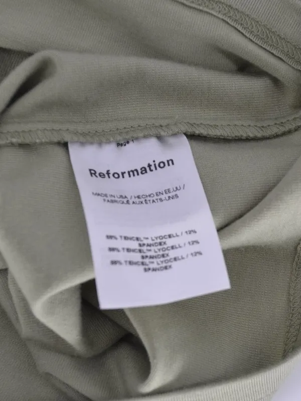 Reformation Sianna Knit Top One Shoulder Olive Green Medium - Image 5