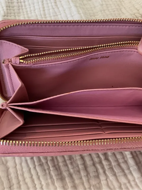 Miu Miu Matelasse Zip Wallet Pink Gold w/ Box - Image 9