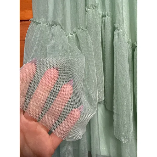 NWT Lulus Stunning Personality Sage Green Mesh Off-the-Shoulder Maxi Dress Sz XS - Image 7