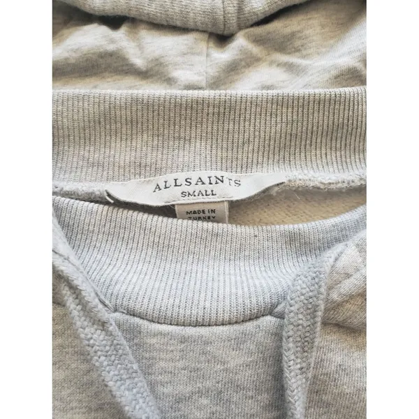 All Saints Light Gray Hoodie Size S Loungewear Streetwear Chic Comfy Cotton - Image 5