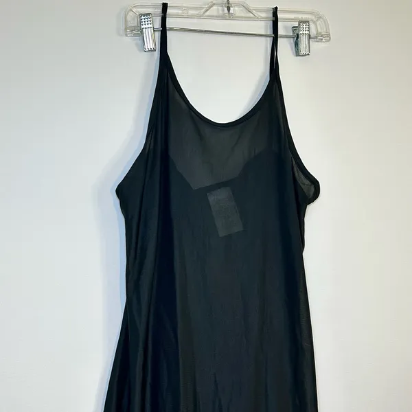Vintage Maxi Dress Black Beaded Embroidered Sleeveless Slit 80s 90s Gothic - Image 12