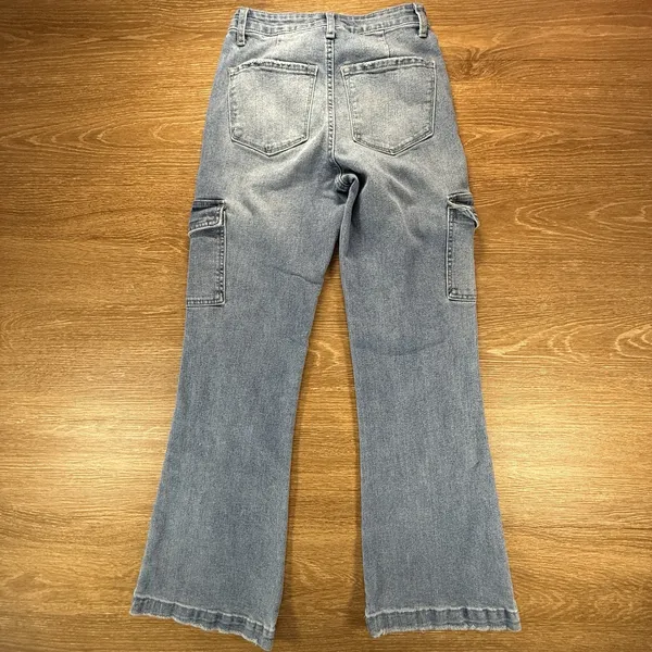 KanCan Estilo Cargo Flare Jeans Women's 23 Blue High Rise Wide Leg Utility Y2K - Image 10
