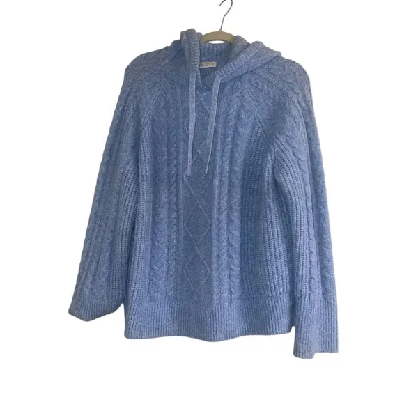✨Abercrombie & Fitch Boucle Cable-Knit Light Blue Sz Medium Hoodie✨ - Image 2