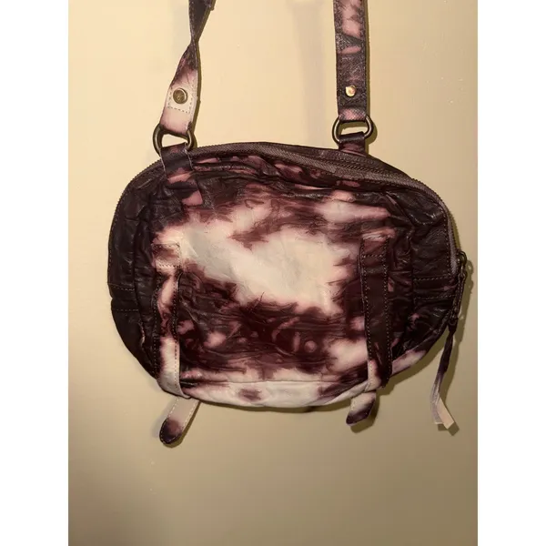 Free People Purple Tie Dye Goat Leather Crossbody Bag Buckle Indie Grunge Boho - Image 5