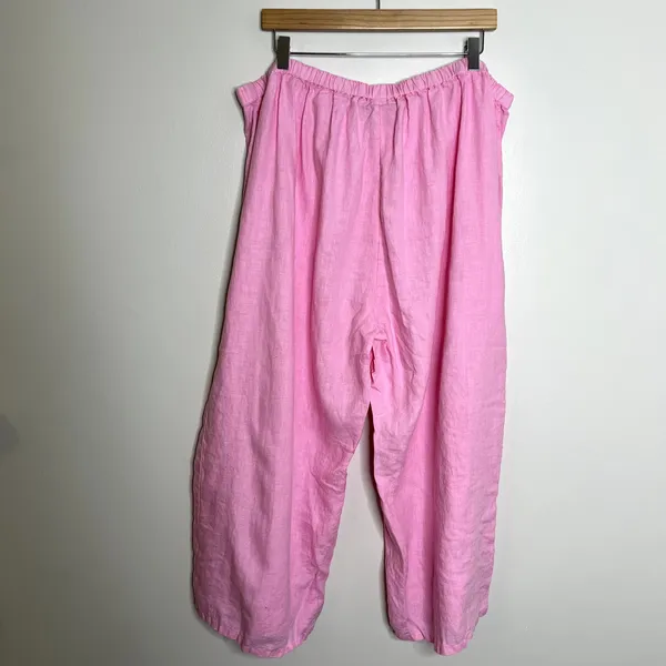 Vintage Kiko Bay Linen Pink Drawstring Capri Pants - Image 4