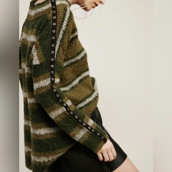 Free People Alpaca Sid Stripe Oversized Pullover Sweater; size medium - Image 2
