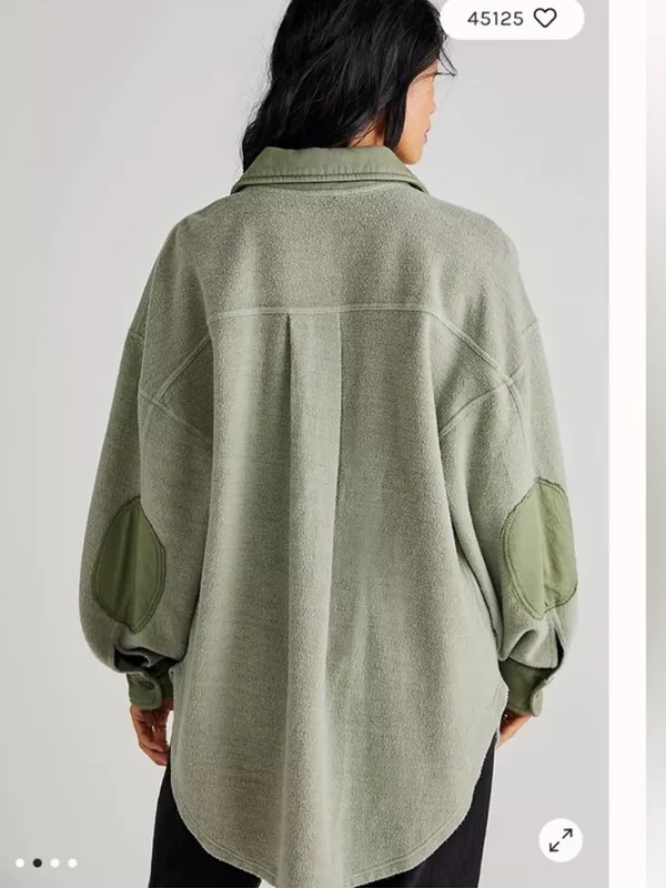 Free People Oversized Fall Ruby Shirt Jacket / Shacket in Sage Green - Size XS - Image 3