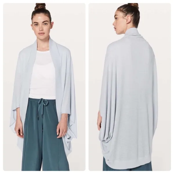 Lululemon Womens Silk Blend Open‎ Front Stillness Wrap Cardigan OS Silver Fox - Image 2