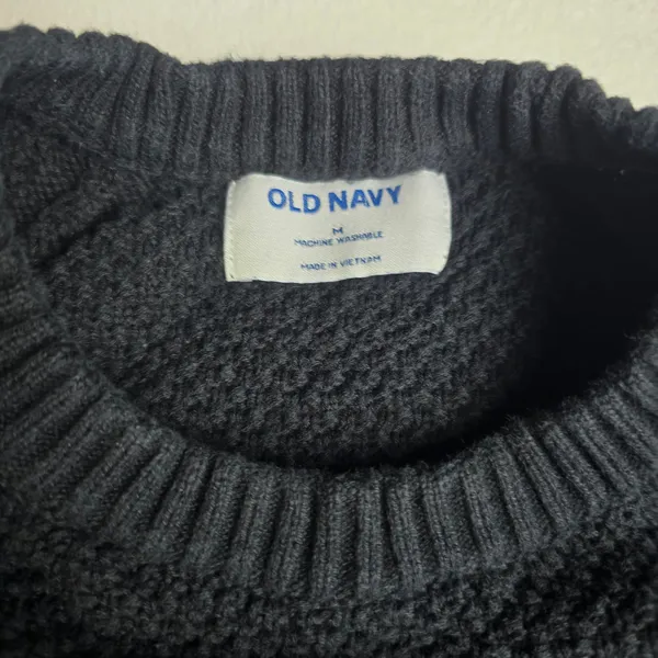 Old Navy Womens Black Jack Stitchy PO Cotton Textured Knit Sweater‎ M 726147-02 - Image 2