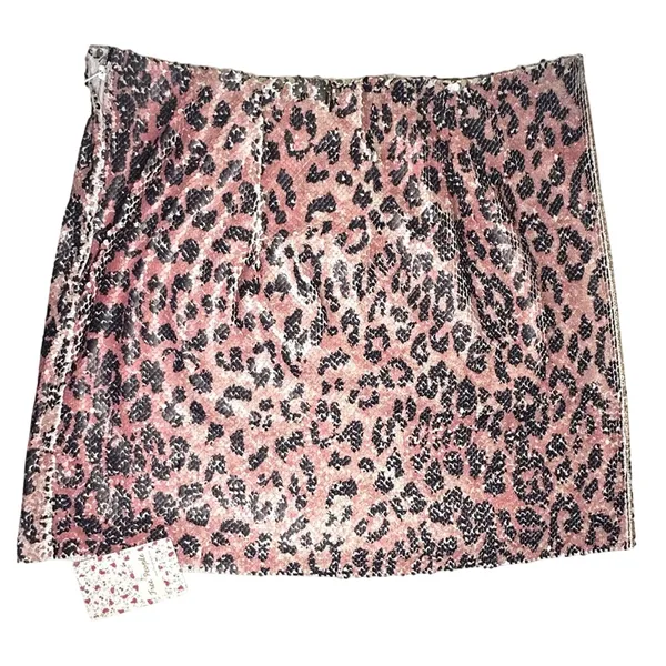 NWT Free People FP One Skinny | Reversible Sequins Mini Skirt Pink Cheetah 4 Y2K - Image 2
