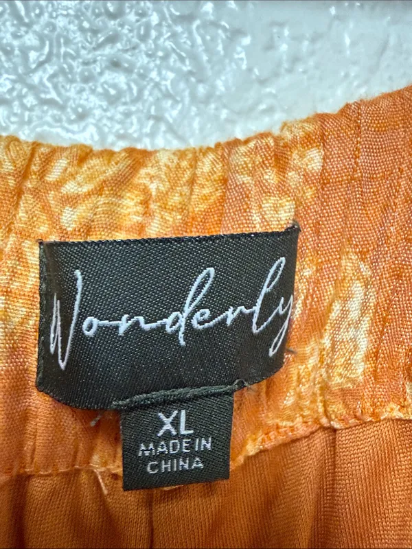 WONDERLY Yellow-Orange Floral Wide-Leg Pants Size XL - Image 3
