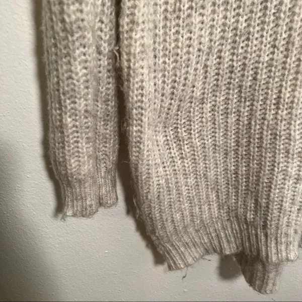 Aerie Womens Size Small Oversized Lace-Up Pullover Sweater Tunic Oatmeal Heather - Image 6