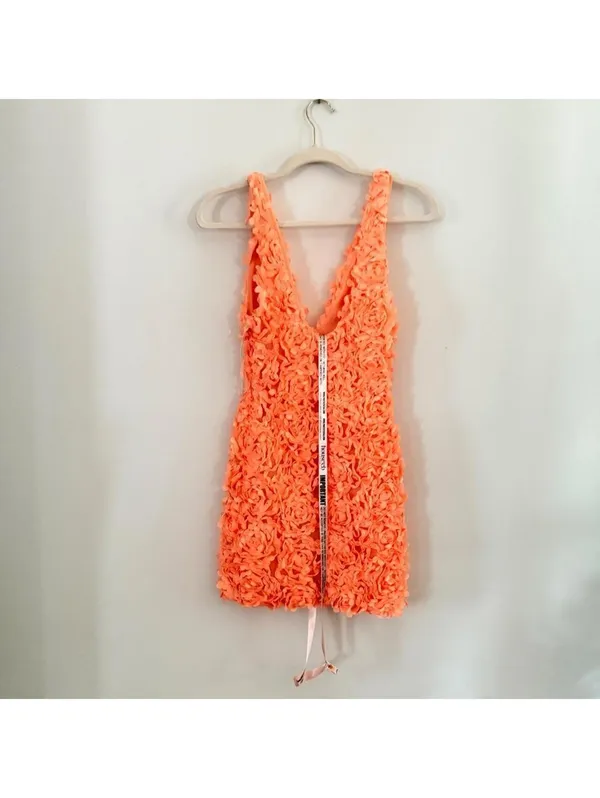 House of CB Faena Sorbet Plunge Floral Appliqué Mini Dress - Image 5